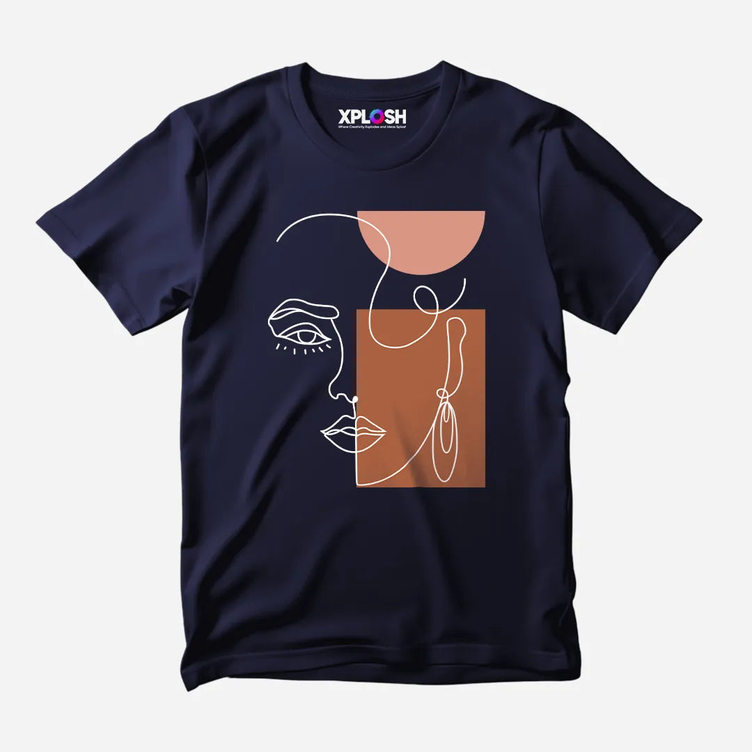 One Line Woman Half Sleeve T-Shirt