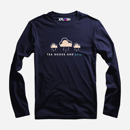 Tea Books Rain Full Sleeve T-Shirt