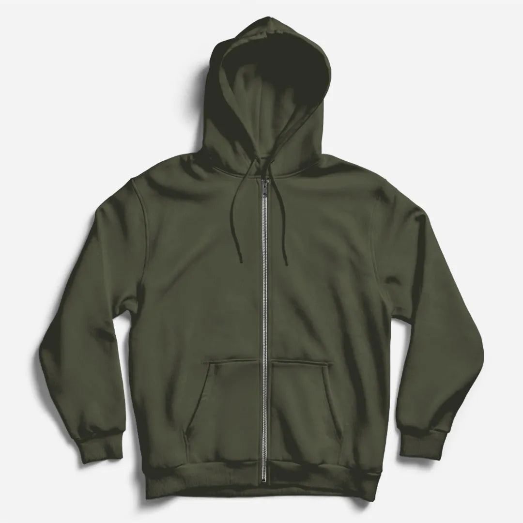 Olive Green Zipper Hoodie