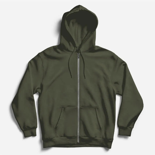 Olive Green Zipper Hoodie