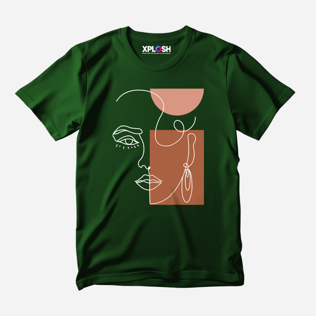 One Line Woman Half Sleeve T-Shirt