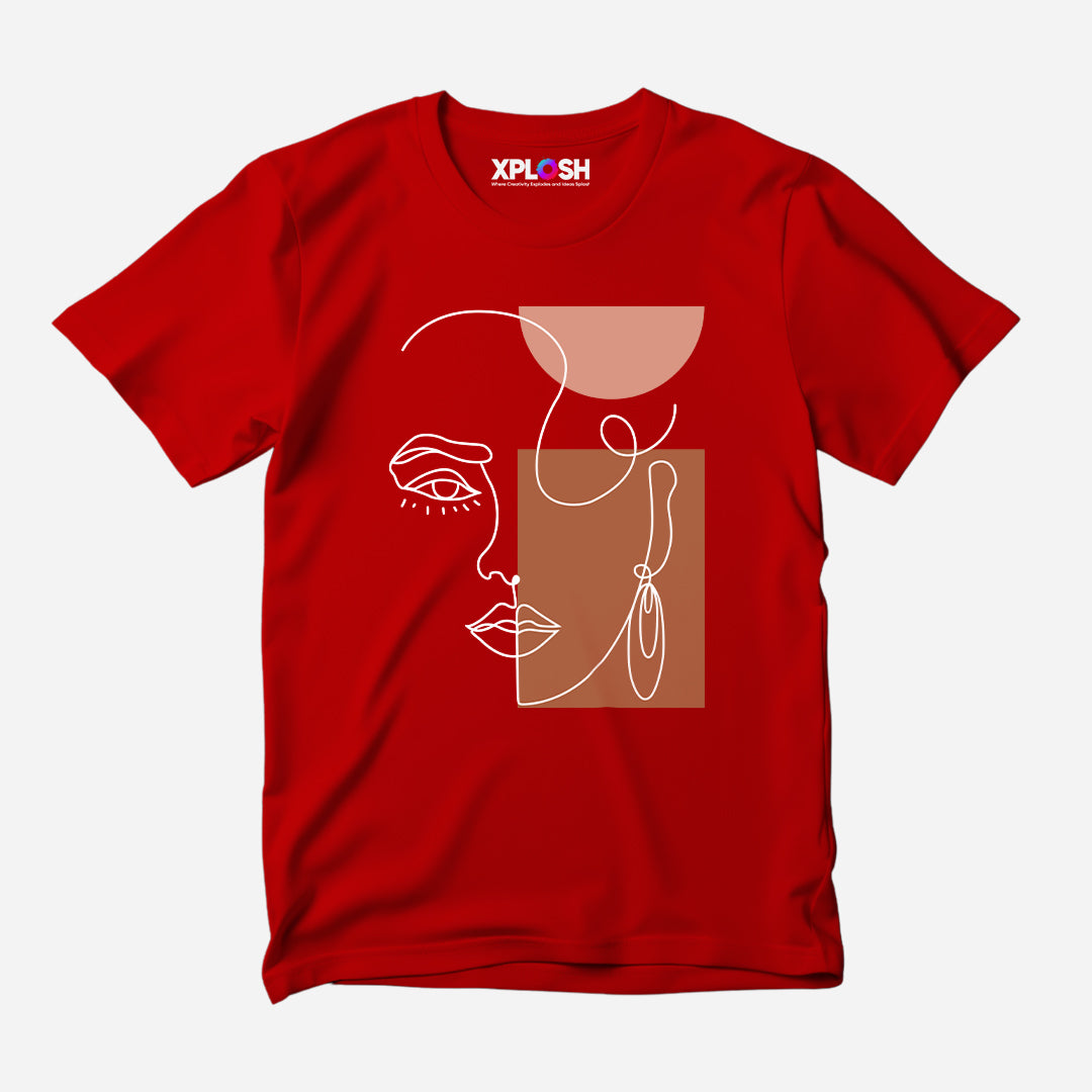 One Line Woman Half Sleeve T-Shirt