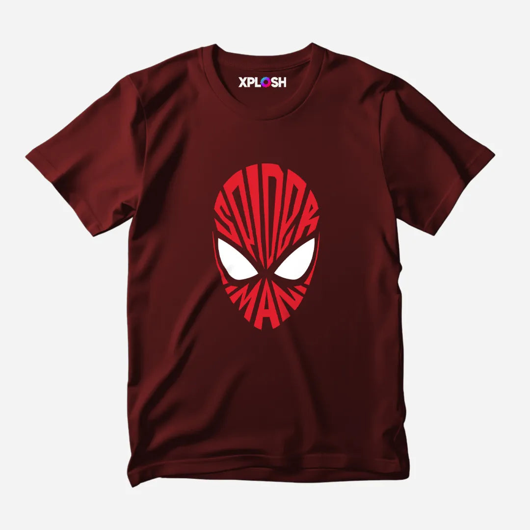 Spiderman Visage Half Sleeve T-Shirt
