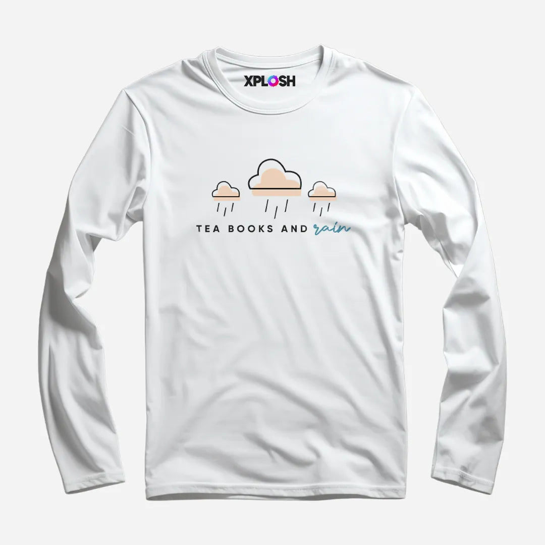 Tea Books Rain Full Sleeve T-Shirt